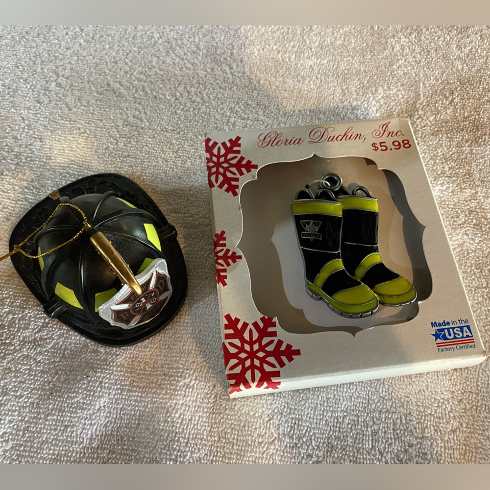 Firefighter Christmas Ornament Pair